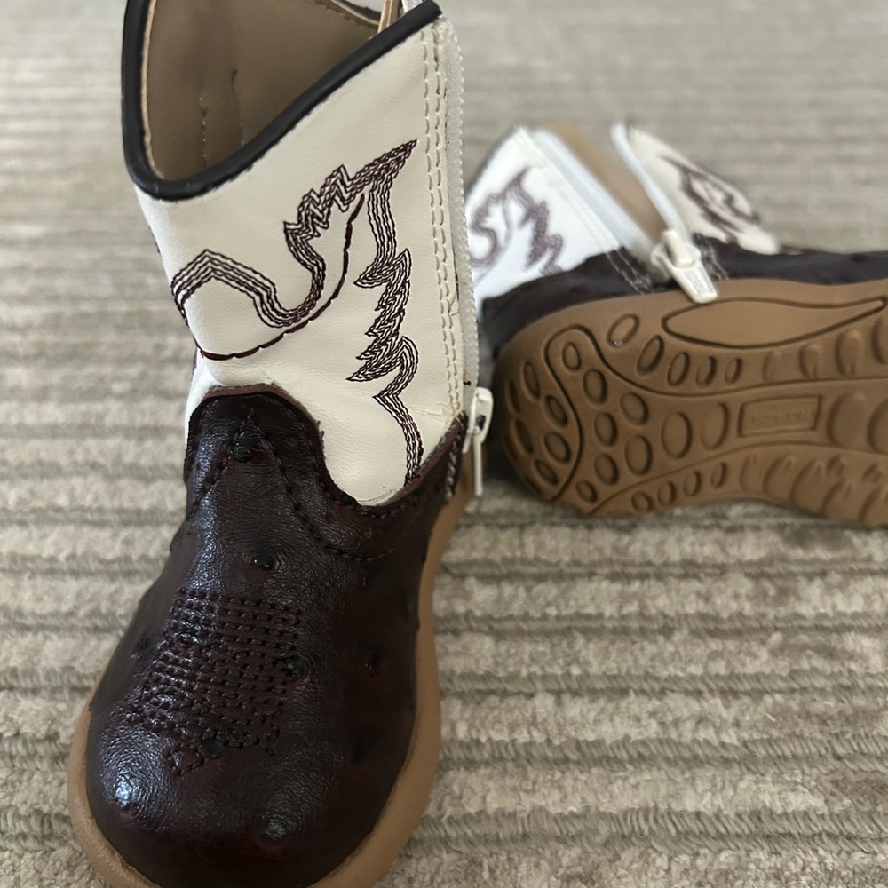 Baby Cowboy Boots - Roper Brown and White - Picture 2 of 5